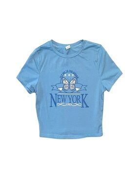 SHEIN Girl's Blue Graphic Short Sleeve Top Size 14 Years